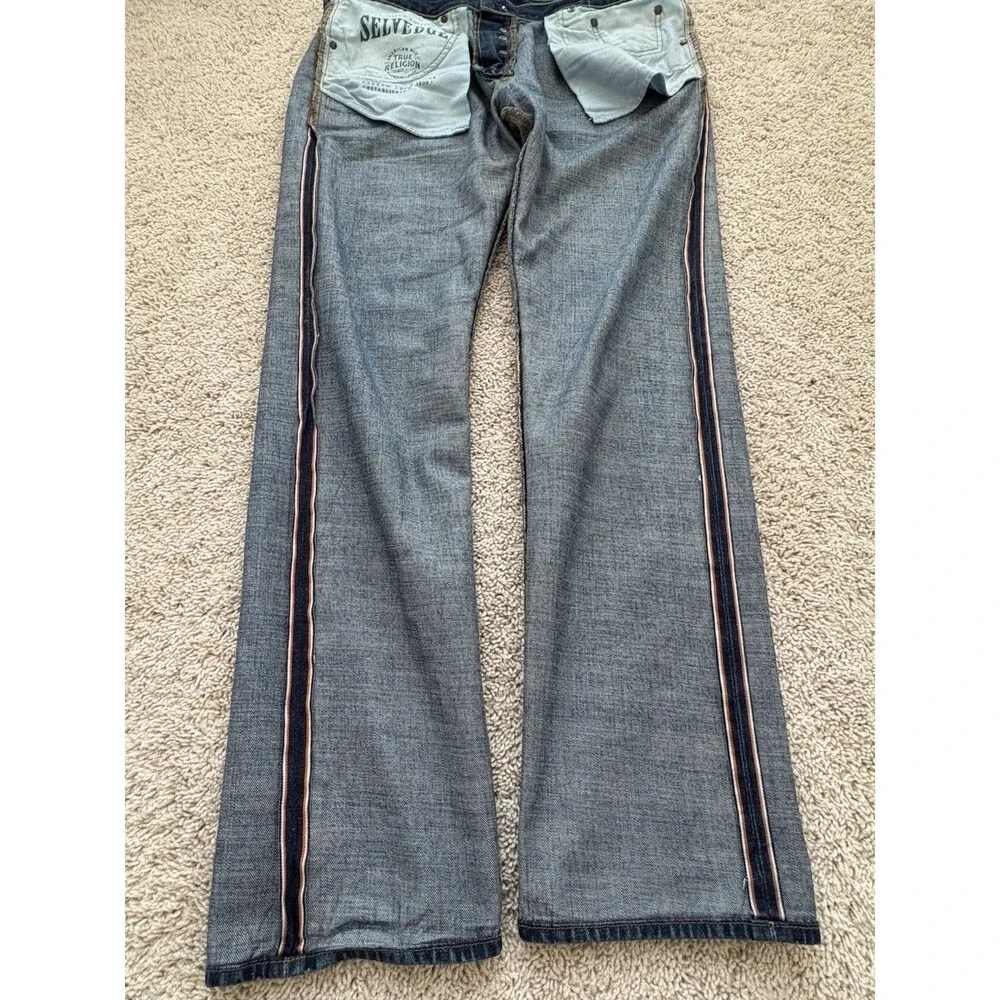 True Religion Jeans Mens 38x32 Rocco Slim Fit Selvedge Edition Medium Wash USA